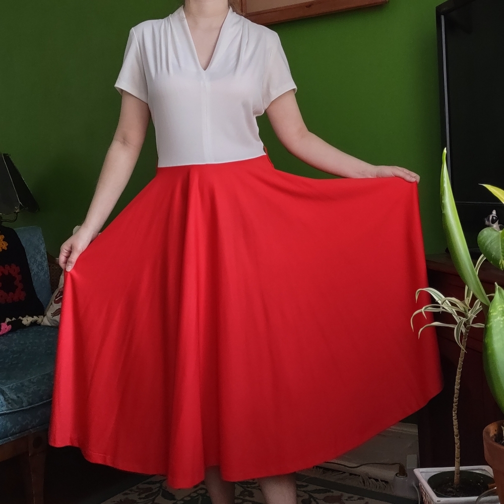 Vintage 70s Red and White Dress